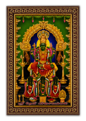 brown Sri Pachai Amman Pachaiamman Devi Wall Painting Framed Home Decor (Wood,Acrylic)